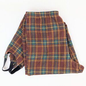 Vintage 1980s Womens Stretchy Stirrup Pants Elastic Pull-on Funky Brown Plaid